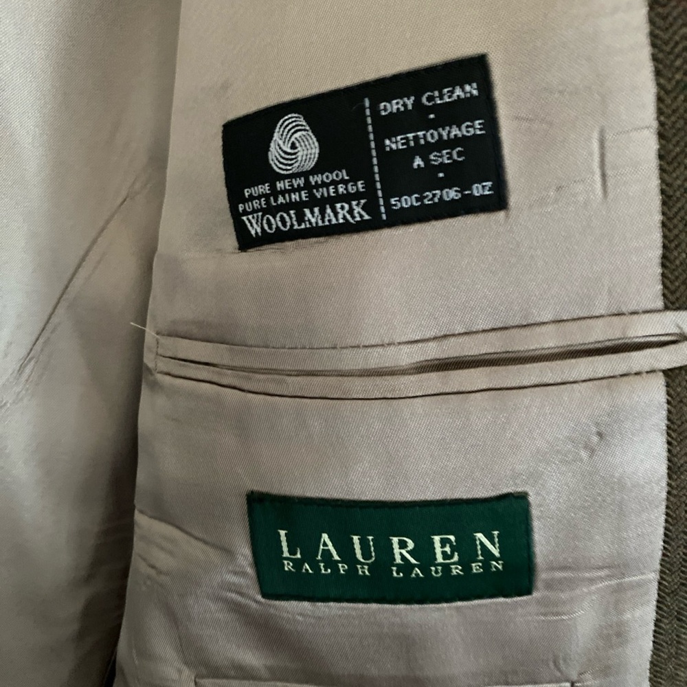Lauren Ralph Lauren Sport Coat Blazer Mens Herringbone Pure Laine Wool 44R - Picture 5 of 14